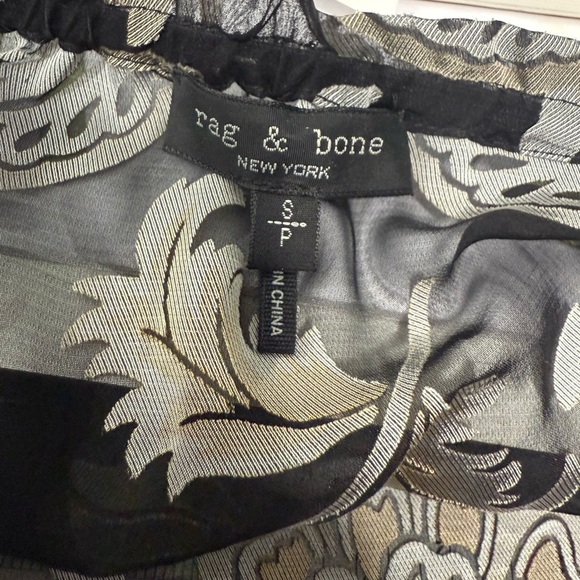 rag & bone Black Floral Fitted Long Sleeve Blouse Size Small - Picture 2 of 9